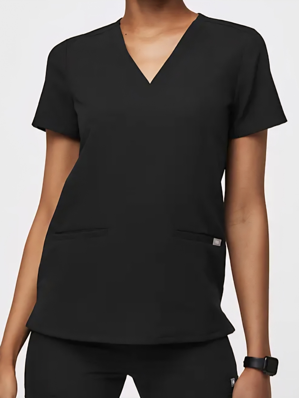 Figs Casma Scrub Top BLACK